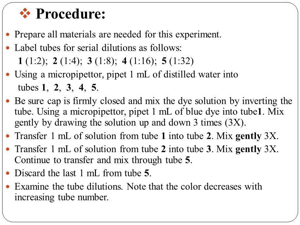 Serial Dilution Procedure